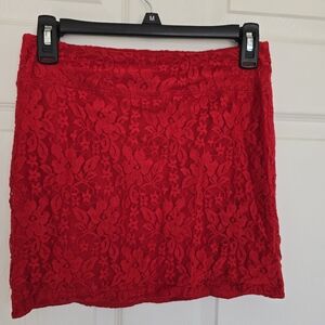 Elegant Red Lace Skirt